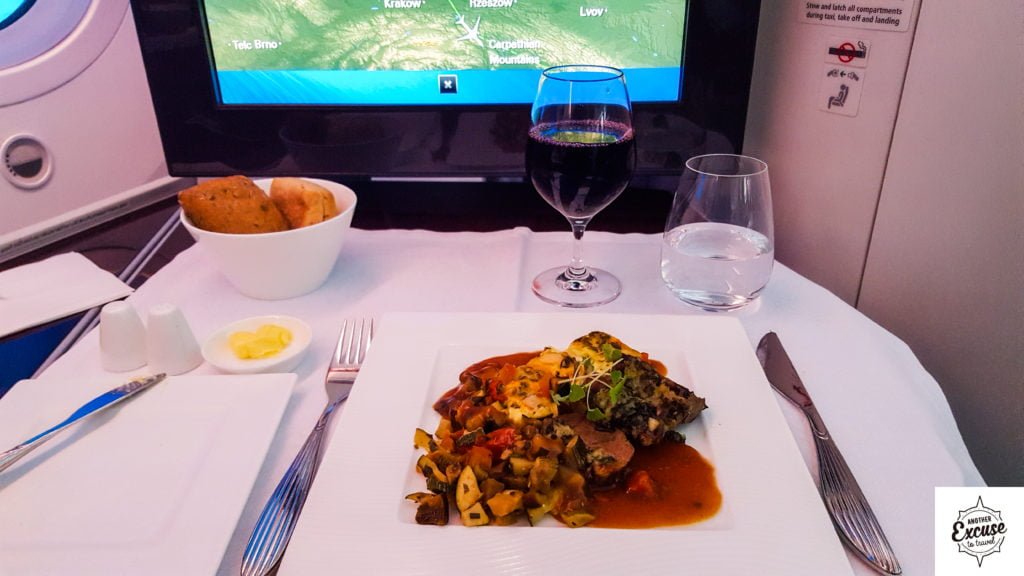 Qatar Airways 787 Oslo Business Class Product Seats Meal Main Course Review
