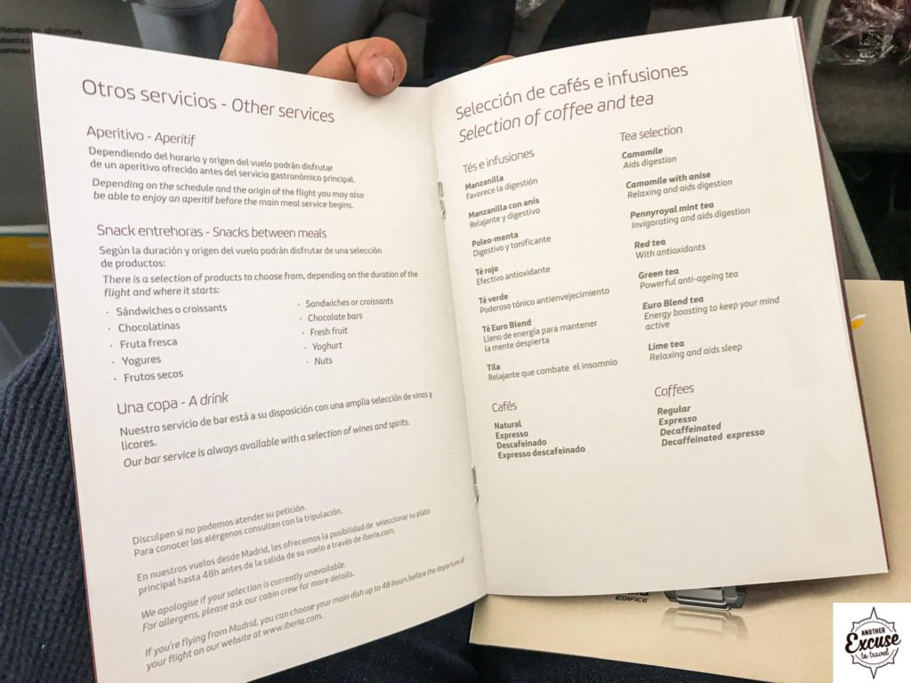 Iberia a330 business menu