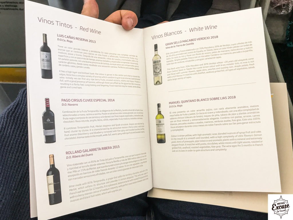 Iberia a330 business menu