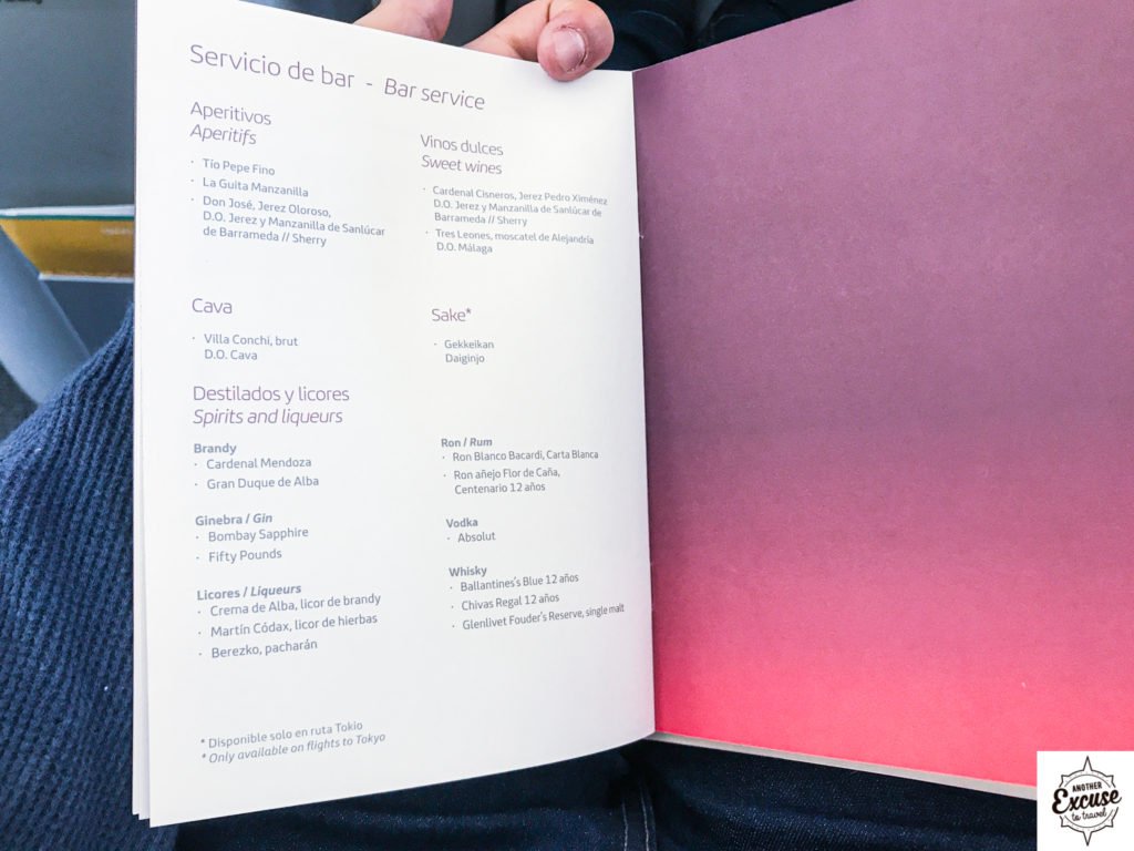 Iberia a330 business menu