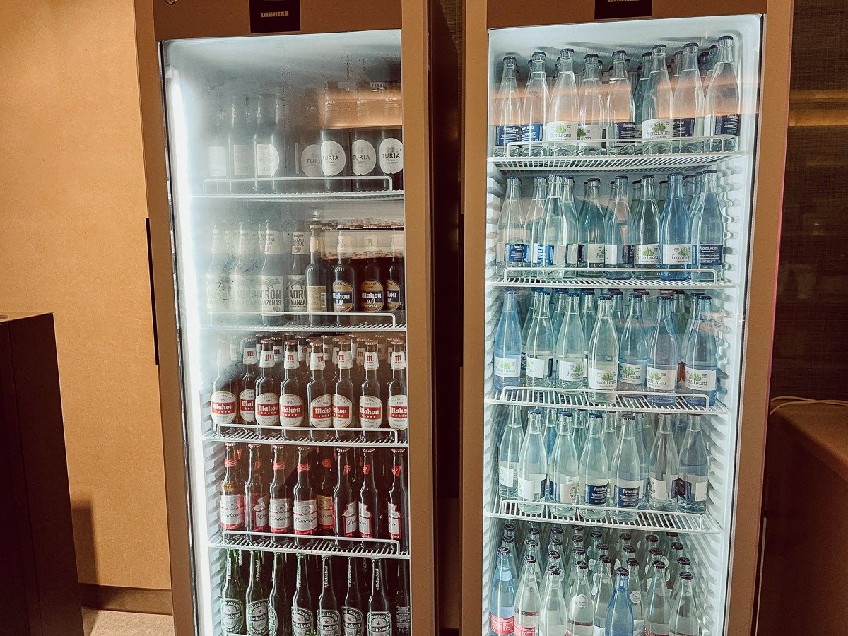 Drinks fridge with beer and water