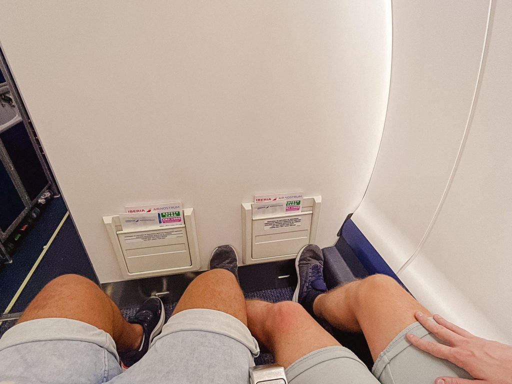 leg space seats on the first row on iberia regional air nostrum airplane