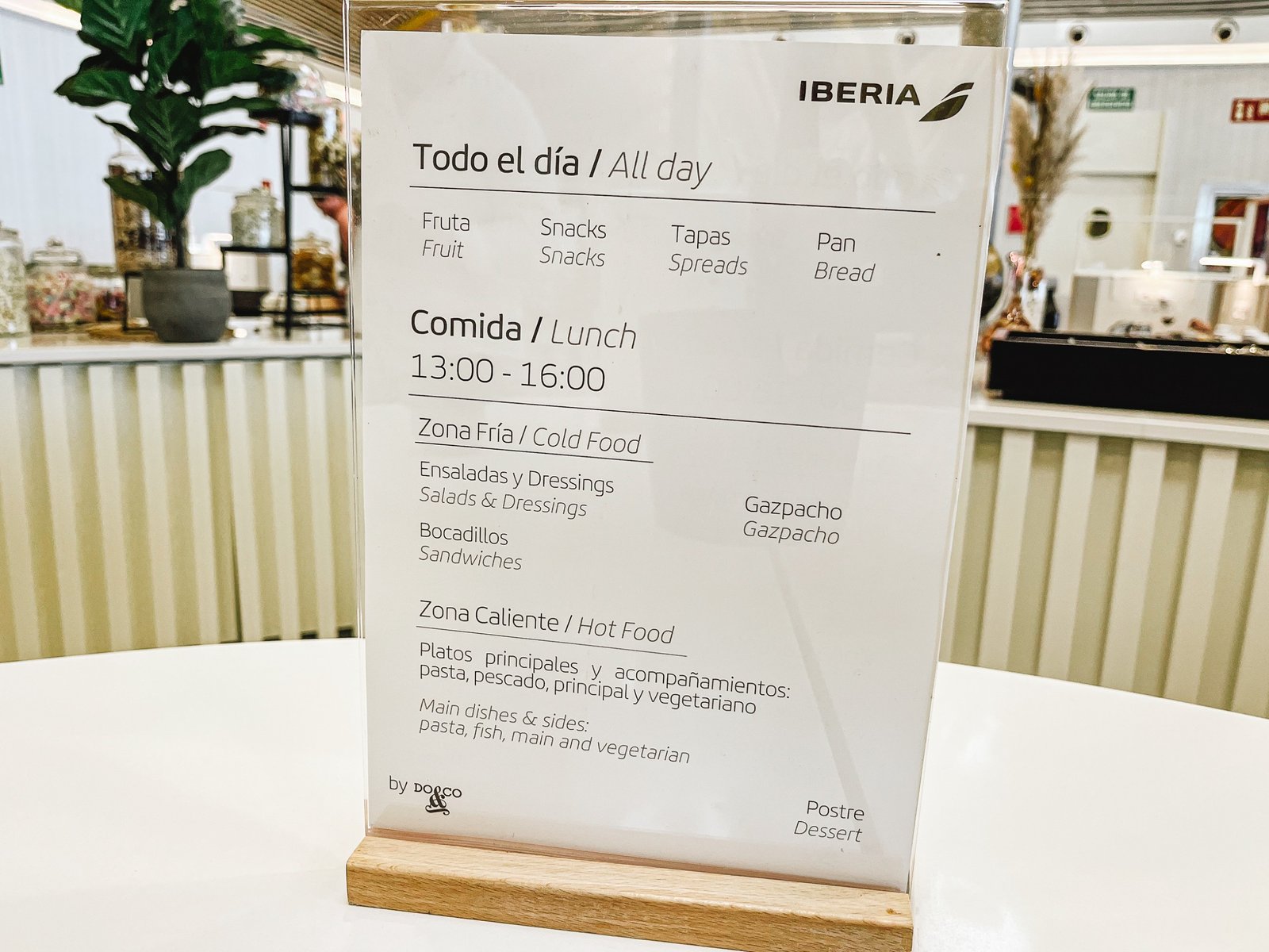 Iberia Dali lounge madrid menu lunch