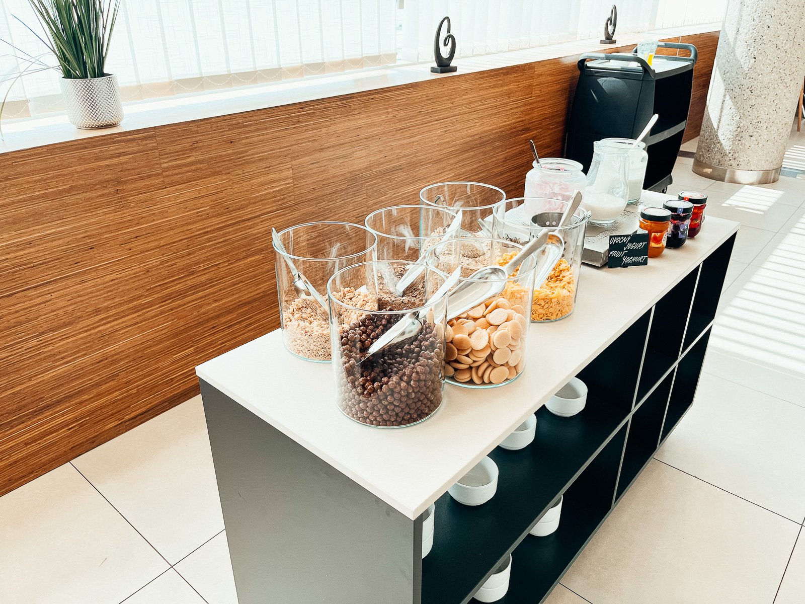 Lounge Buffet Area with a selection of cereals