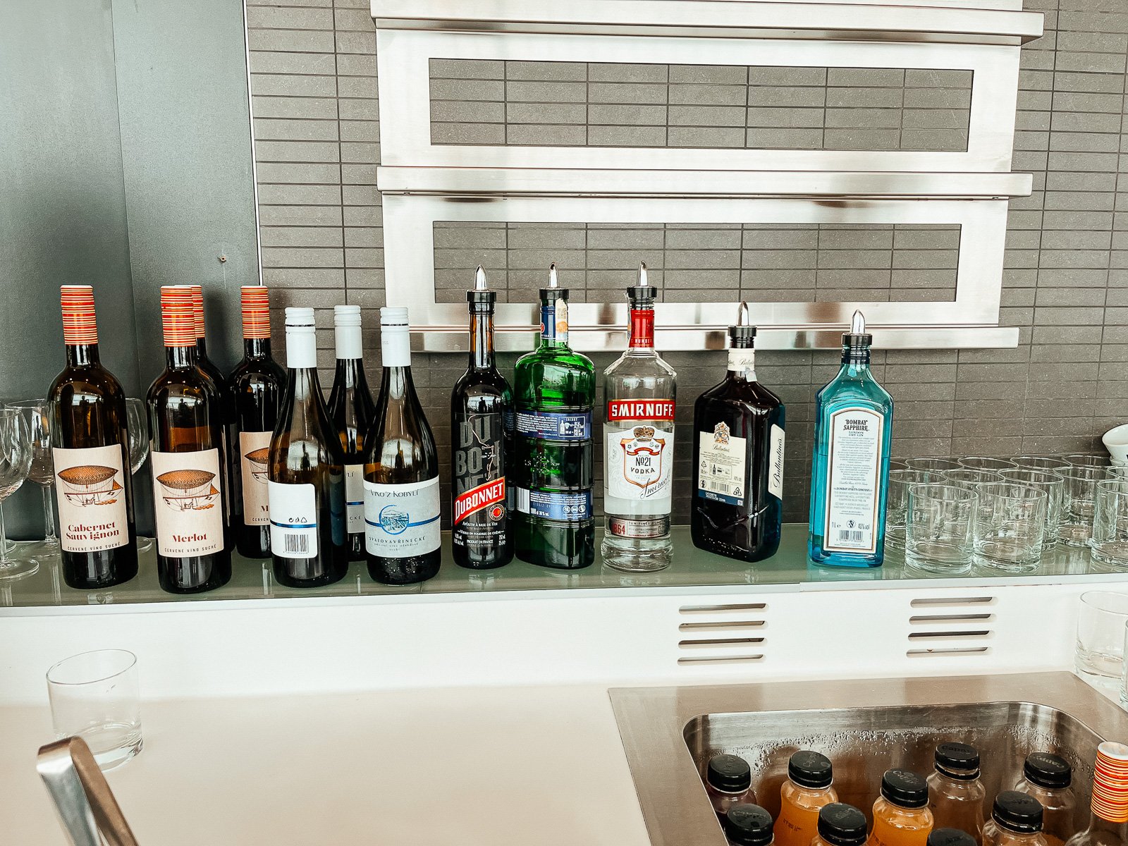 Selection of wines and spirits. 