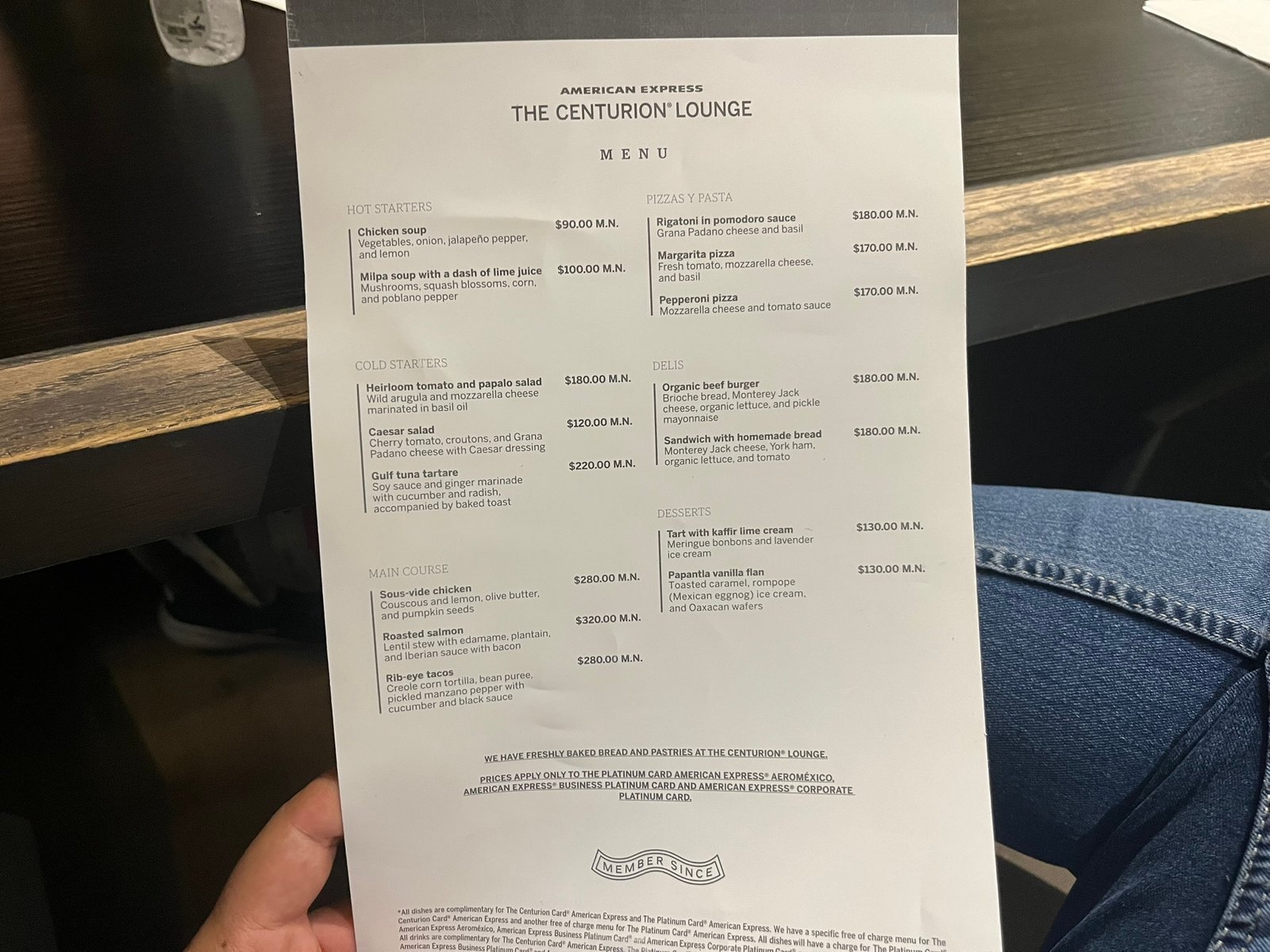 Menu - English