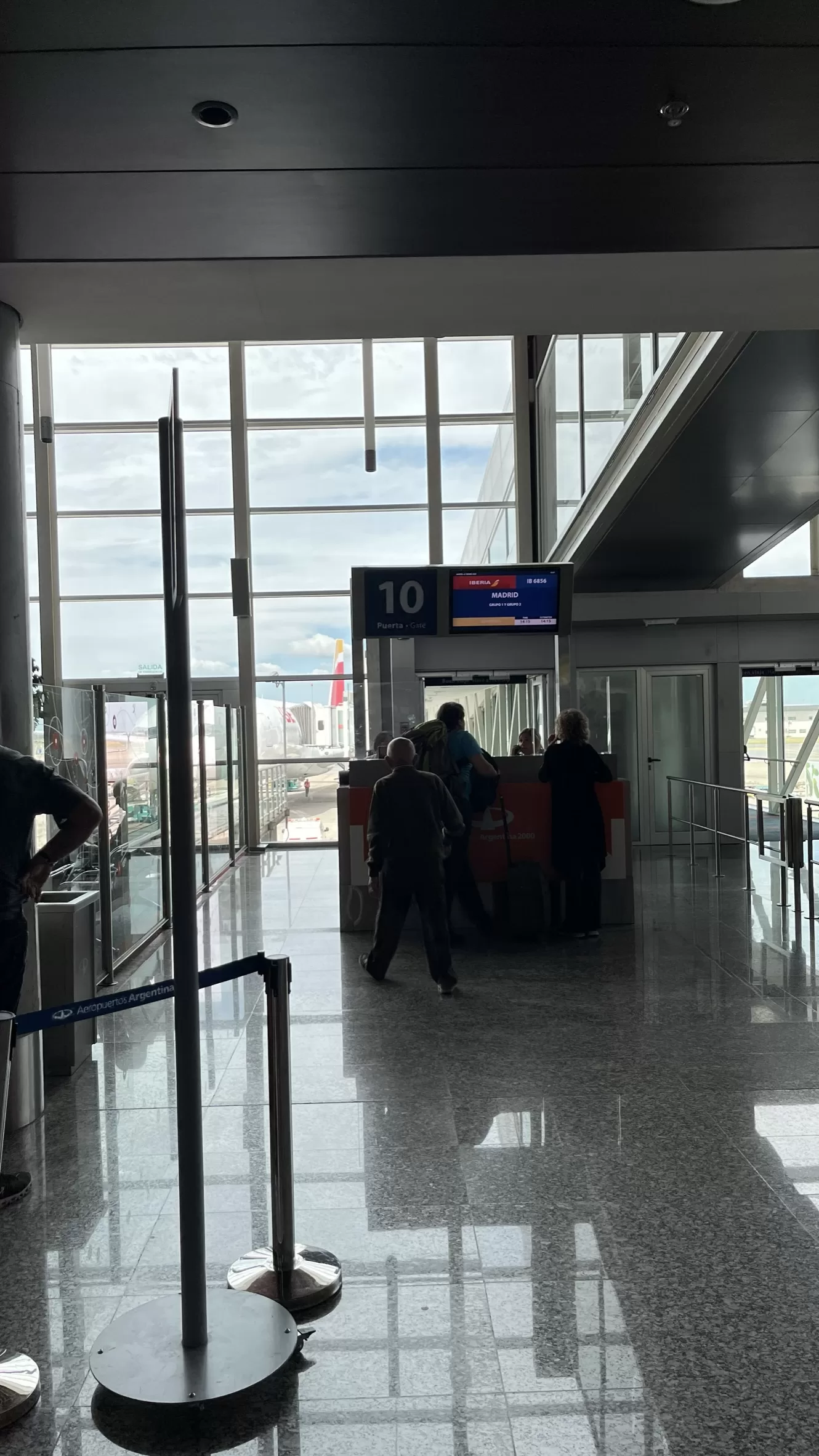 Boarding flight from Buenos Aires to Madrid