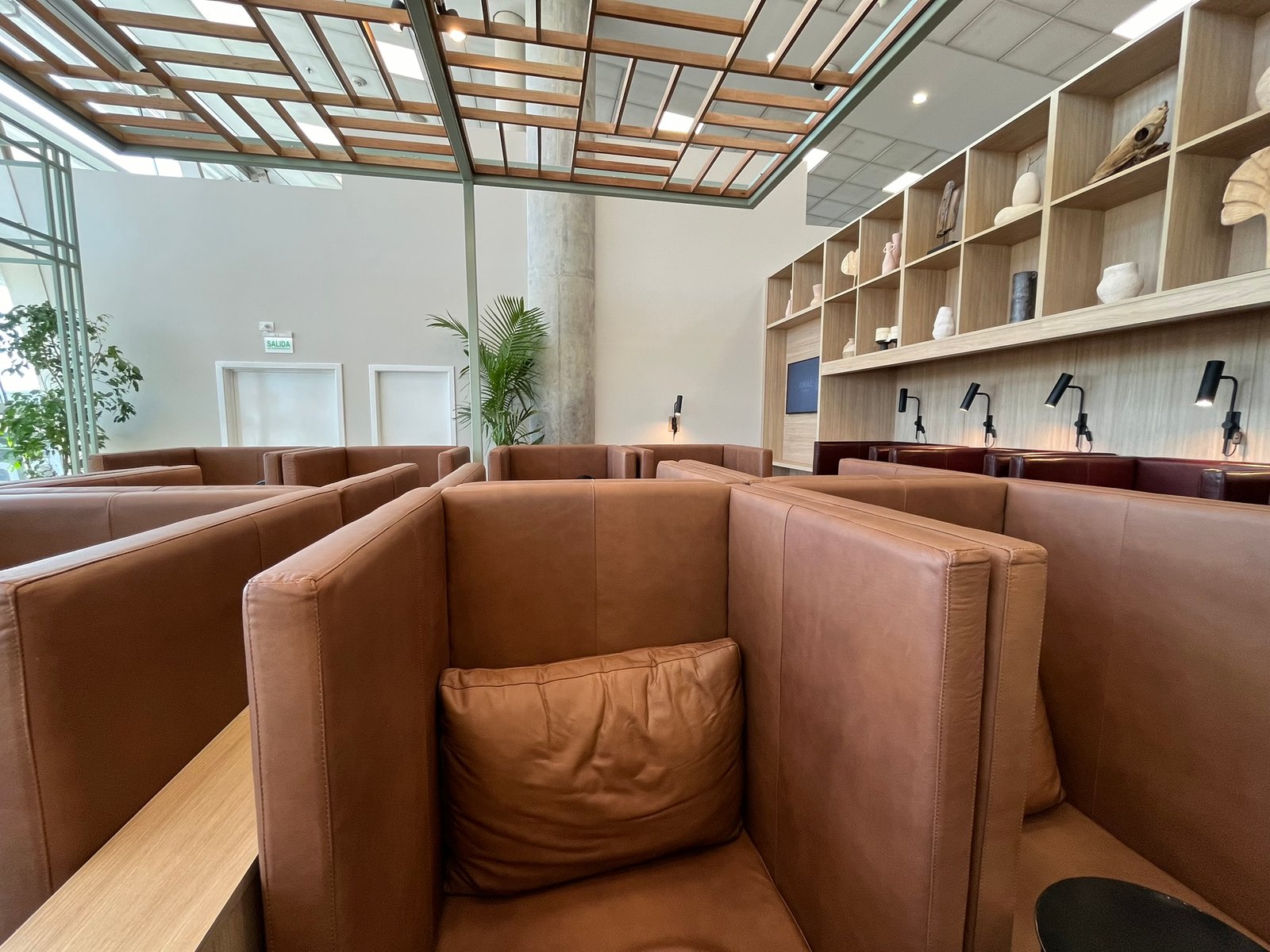 Brown Armchair seating at the AMAE Lounge Aeroparque