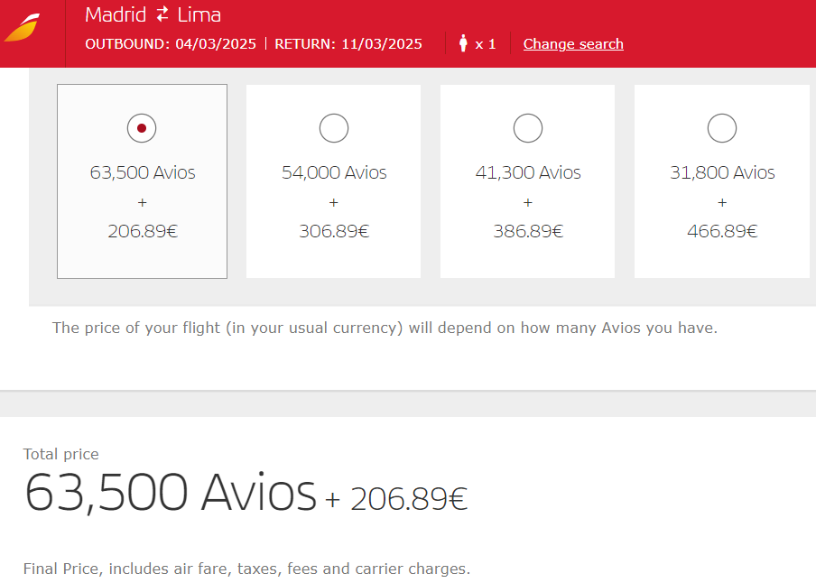 Iberia Premium Economy Avios Redemption.