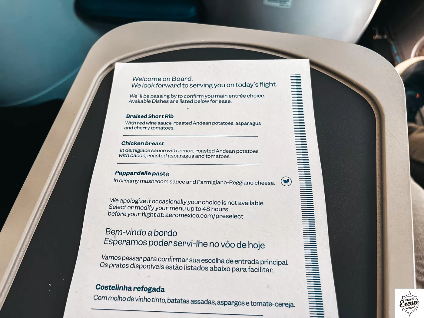 Aeormexico Business Class Menu