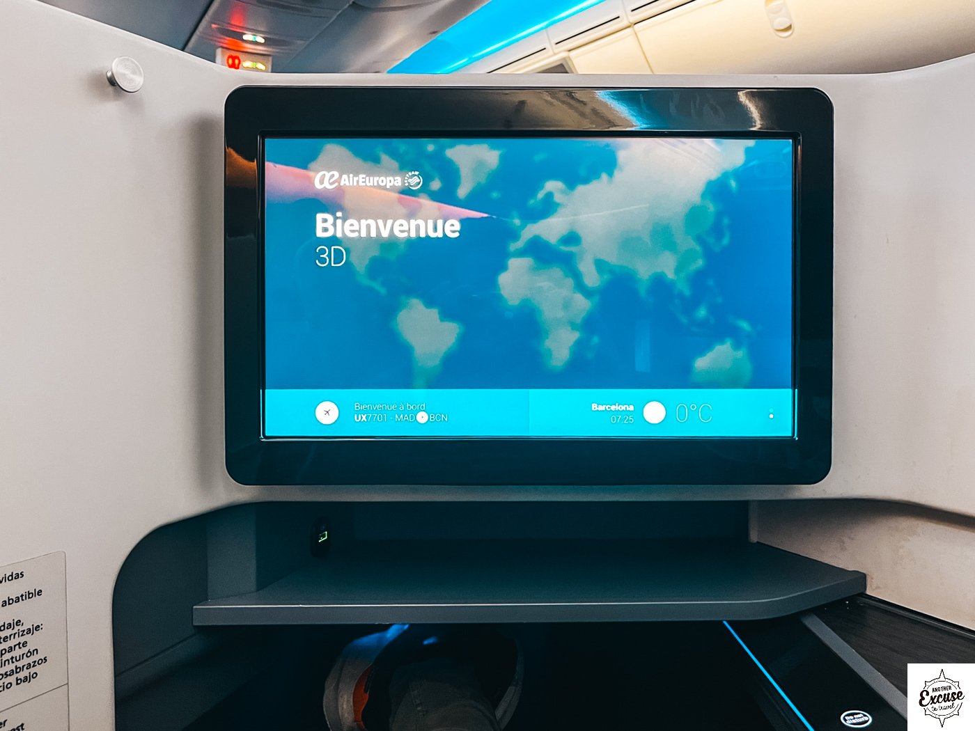 Air Europa 787-9 business class IFE screen