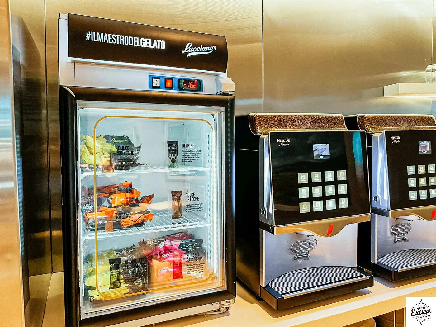 American Airlines Iberia Lounge Buenos Aires ice cream fridge