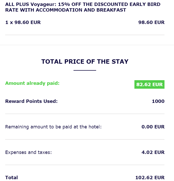 ALL Voyageur booking with points redemption