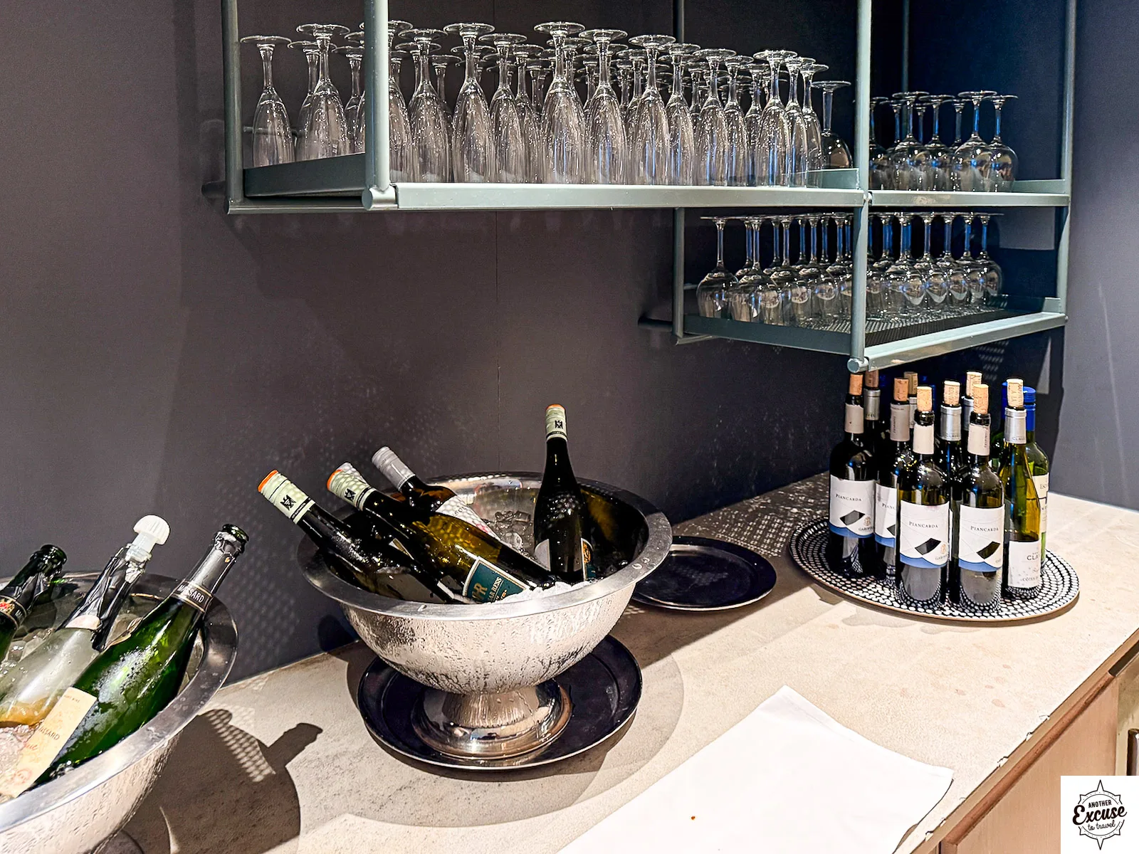 Finnair Business Lounge (non-Schengen) wine selection